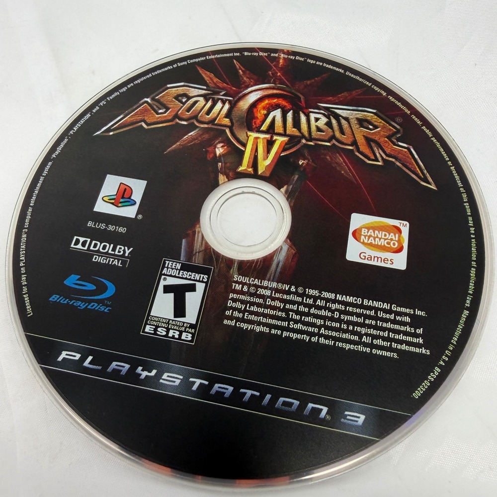 SoulCalibur IV Sony PlayStation 3 PS3 2008 Bandai Namco BLUS-30160 Disc Only